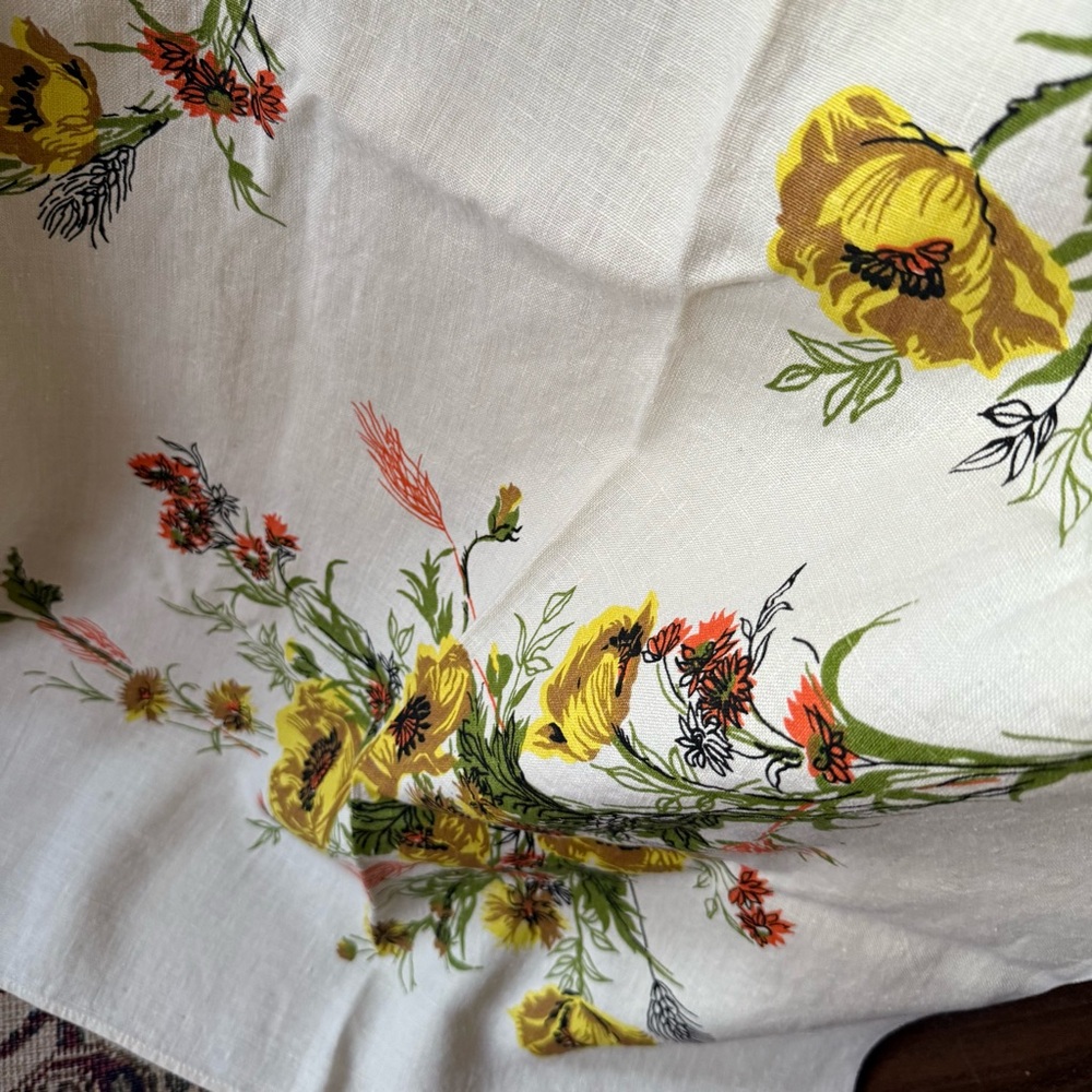 Vtg 1960s Cotton Irish Floral Linen - Picture 5 of 9